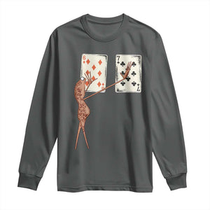67 Marcus The Worm Poker Game Long Sleeve Shirt Funny Six Seven Meme Playing Cards TS14 Dark Heather Print Your Wear