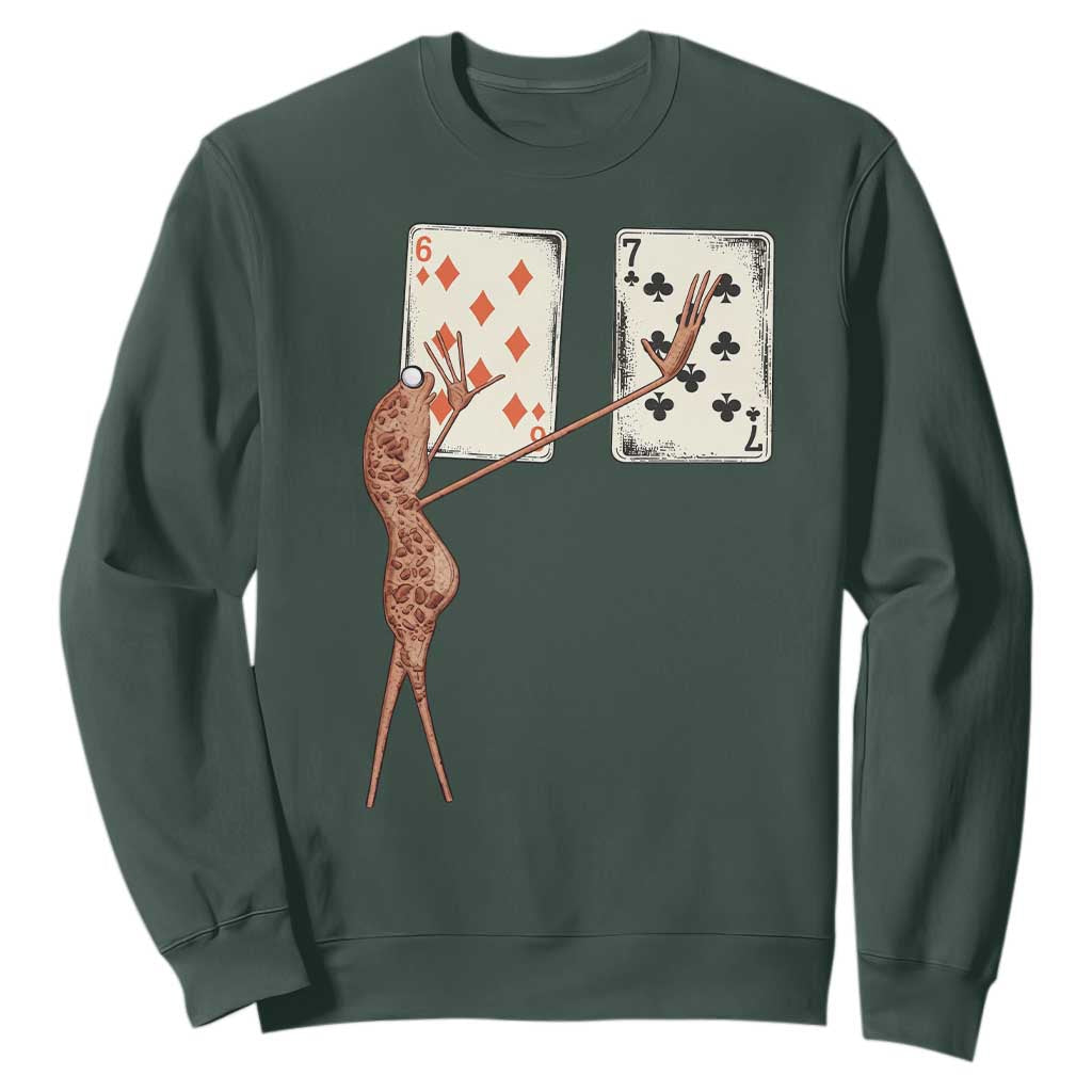 67 Marcus The Worm Poker Game Sweatshirt Funny Six Seven Meme Playing Cards TS14 Dark Forest Green Print Your Wear