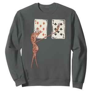 67 Marcus The Worm Poker Game Sweatshirt Funny Six Seven Meme Playing Cards TS14 Dark Heather Print Your Wear