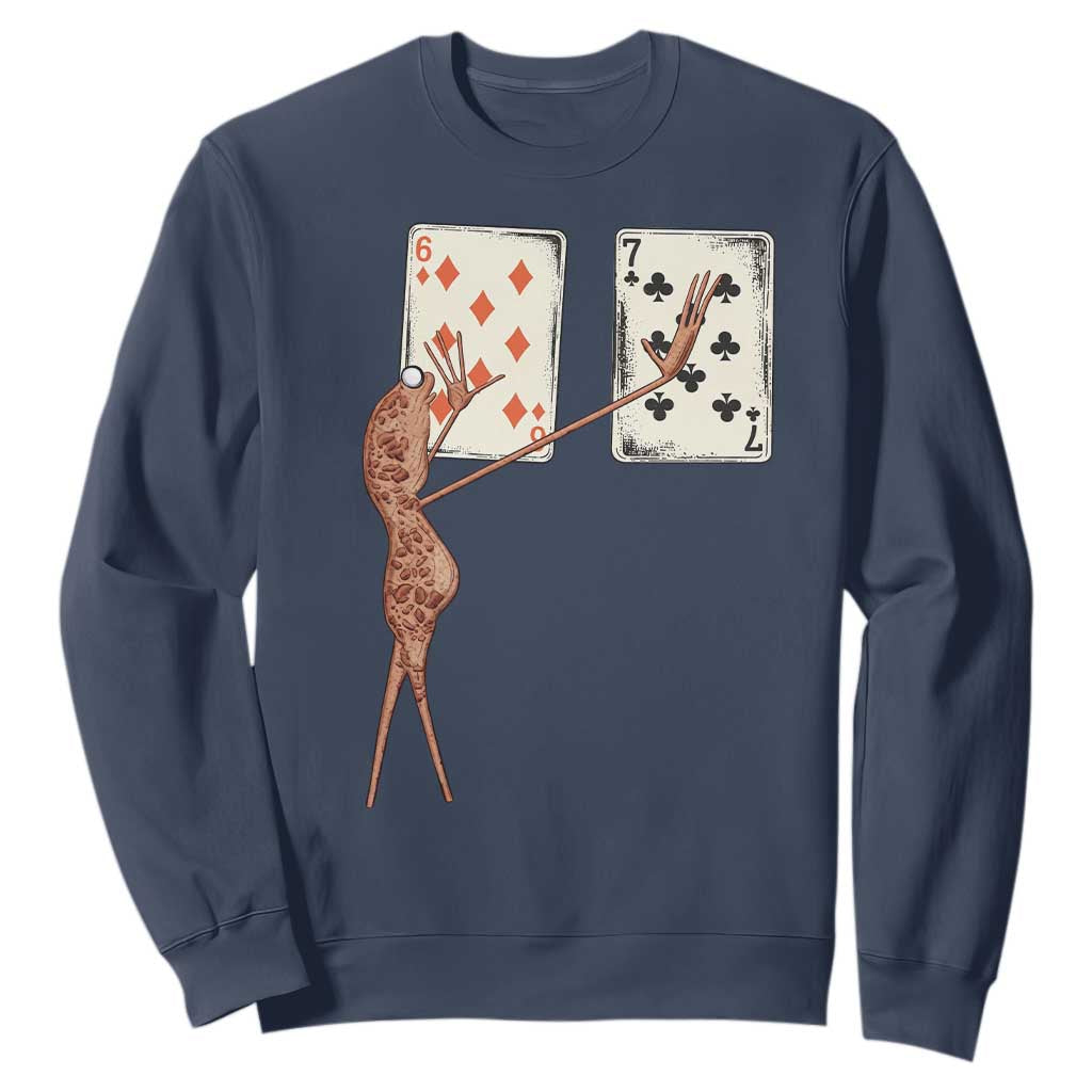 67 Marcus The Worm Poker Game Sweatshirt Funny Six Seven Meme Playing Cards TS14 Navy Print Your Wear