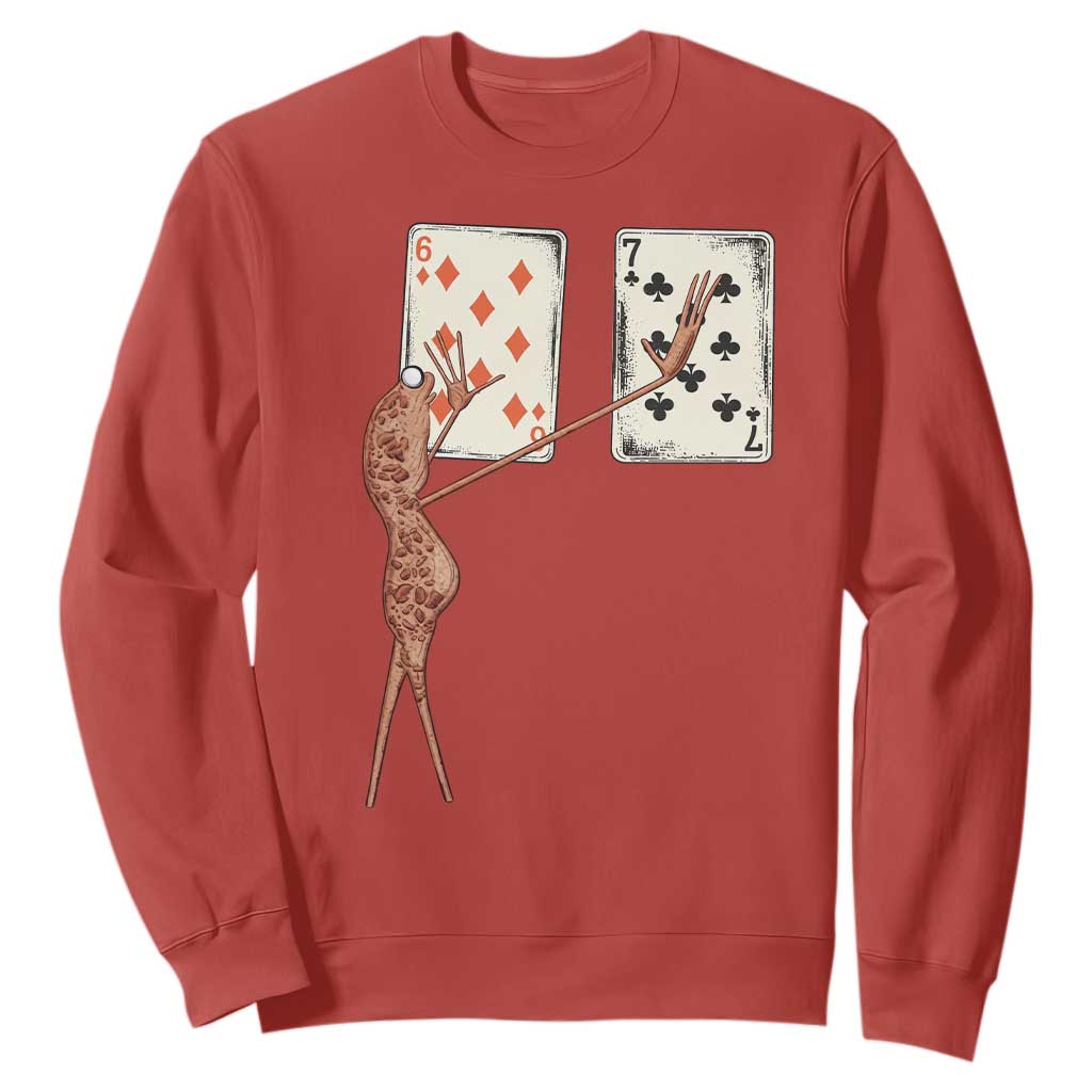 67 Marcus The Worm Poker Game Sweatshirt Funny Six Seven Meme Playing Cards TS14 Red Print Your Wear