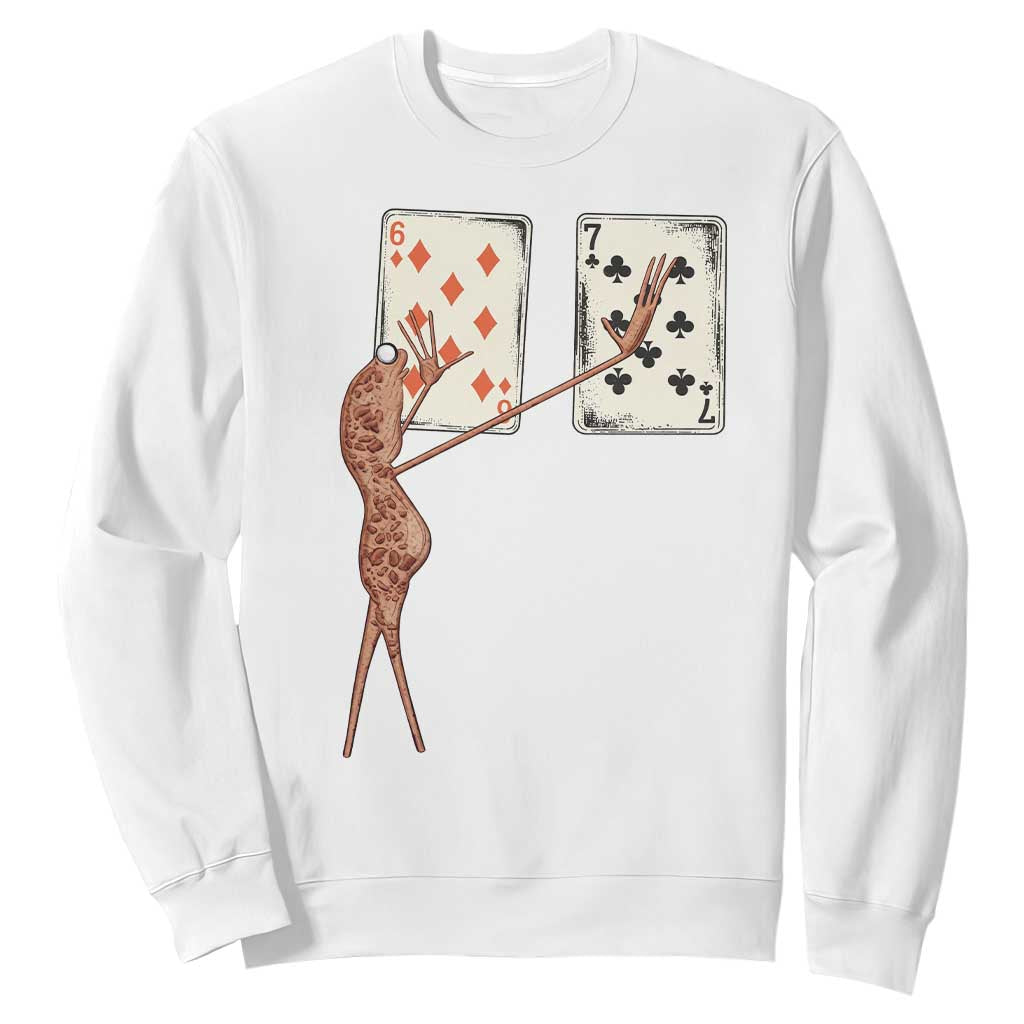 67 Marcus The Worm Poker Game Sweatshirt Funny Six Seven Meme Playing Cards TS14 White Print Your Wear