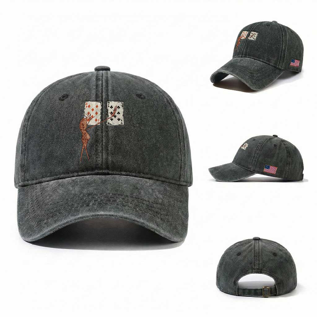 67 Marcus The Worm Poker Game Washed Cotton Baseball Cap Funny Six Seven Meme Playing Cards TS14 Washed Cap Universal Fit Dark Green Print Your Wear