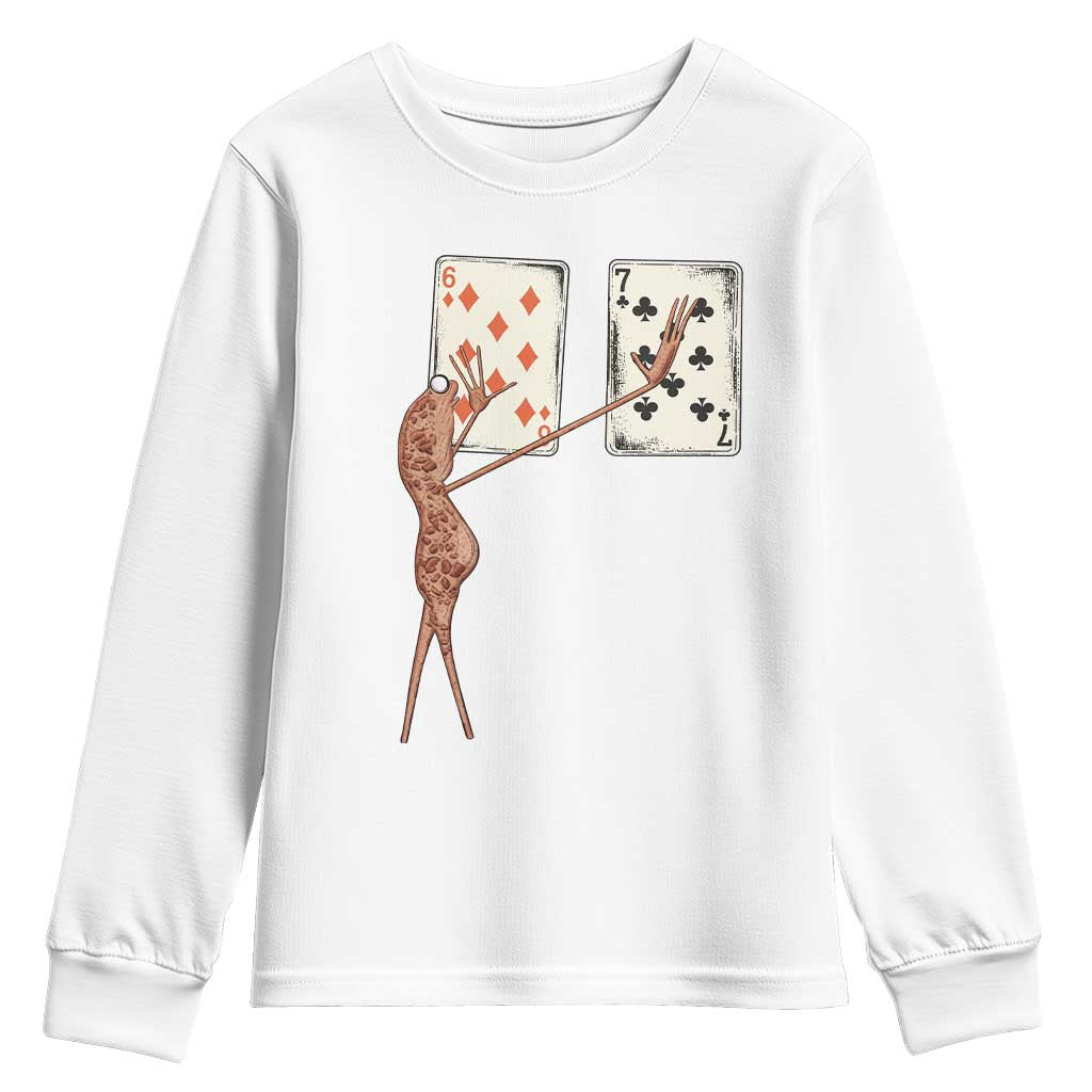 67 Marcus The Worm Poker Game Youth Sweatshirt Funny Six Seven Meme Playing Cards TS14 White Print Your Wear