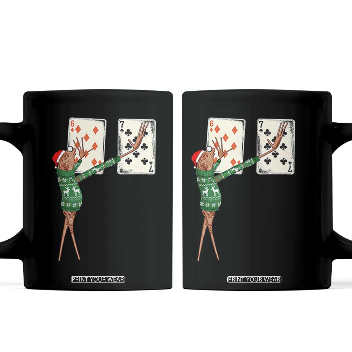 67 Marcus The Worm Poker Game Christmas Coffee Mug Funny Six Seven Meme Playing Cards Holiday Vibe TS14 Black Print Your Wear