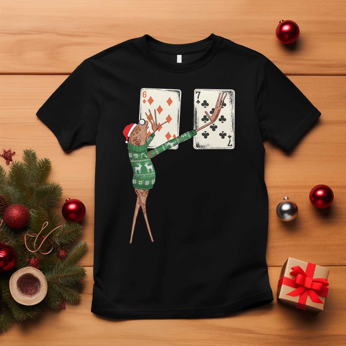 67 Marcus The Worm Poker Game Christmas T Shirt Funny Six Seven Meme Playing Cards Holiday Vibe TS14 Black Print Your Wear
