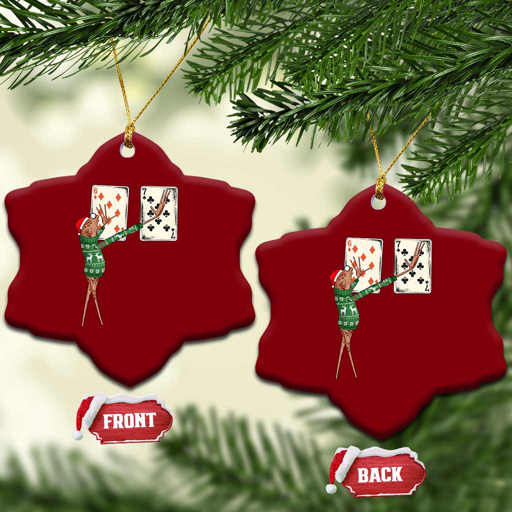 67 Marcus The Worm Poker Game Christmas Ceramic Ornament Funny Six Seven Meme Playing Cards Holiday Vibe TS14 Print Your Wear