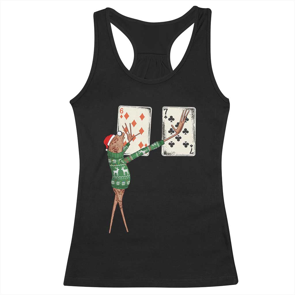 67 Marcus The Worm Poker Game Christmas Racerback Tank Top Funny Six Seven Meme Playing Cards Holiday Vibe TS14 Black Print Your Wear