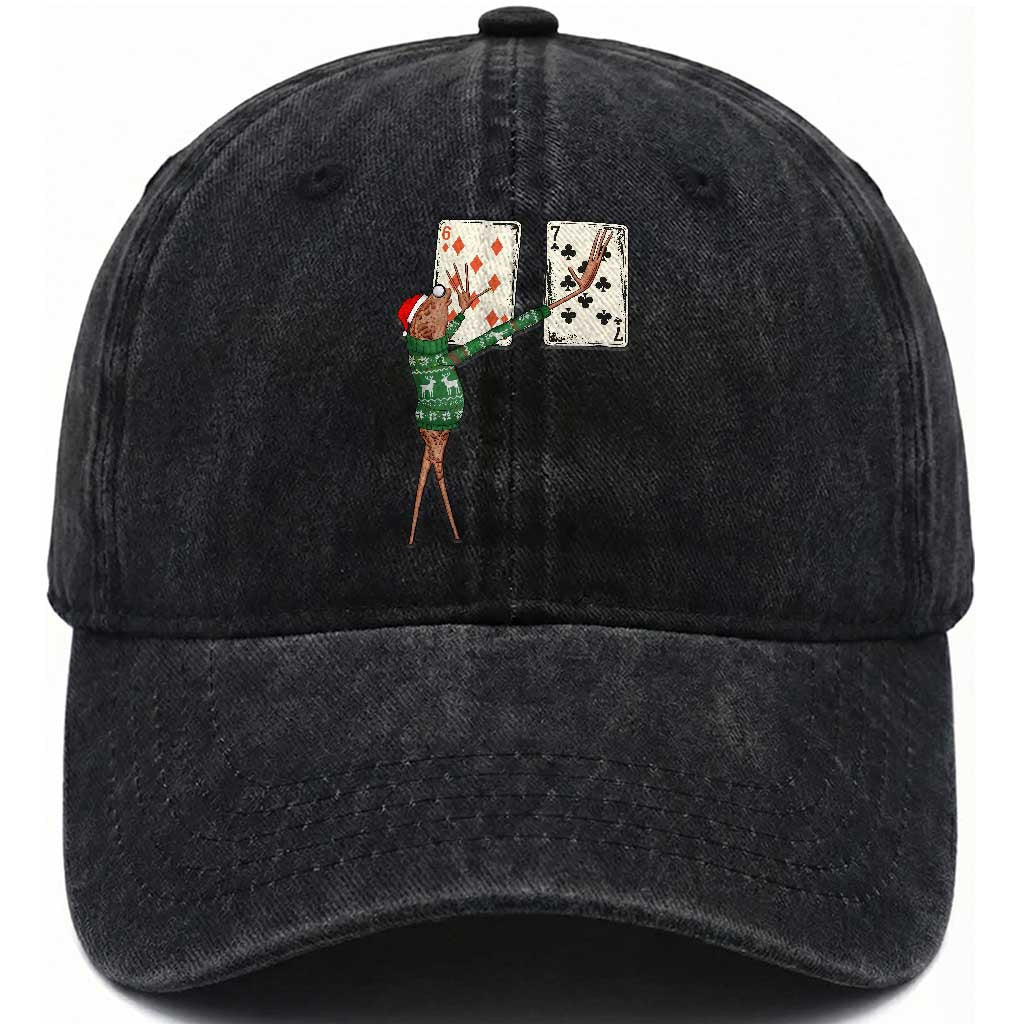 67 Marcus The Worm Poker Game Christmas Washed Cotton Baseball Cap Funny Six Seven Meme Playing Cards Holiday Vibe TS14 Washed Cap Universal Fit Black Print Your Wear