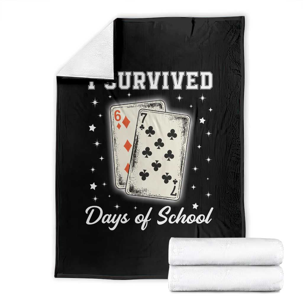 I Survived 67 Days Of School Throw Blanket Playing Cards Meme TS14 Black Print Your Wear
