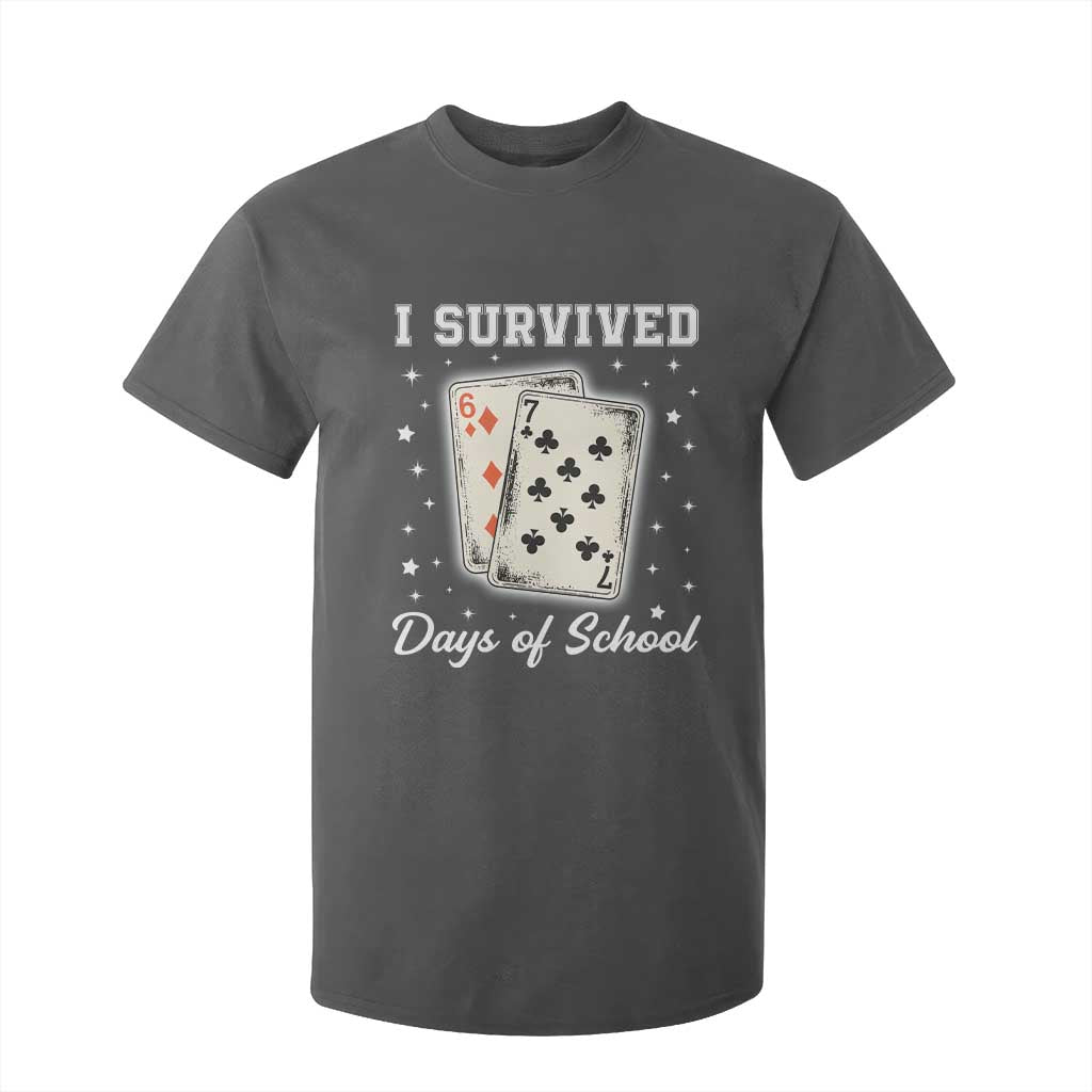I Survived 67 Days Of School T Shirt For Kid Playing Cards Meme TS14 Dark Heather Print Your Wear