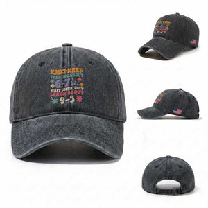 Kids Keep Talking About 6-7 Meme Washed Cotton Baseball Cap Funny Teacher 9-5 Humor TS14 Washed Cap Universal Fit Dark Gray Print Your Wear