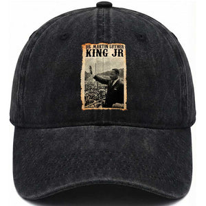 Martin Luther King Jr MLK Day Washed Cotton Baseball Cap TS14 Washed Cap Universal Fit Black Print Your Wear