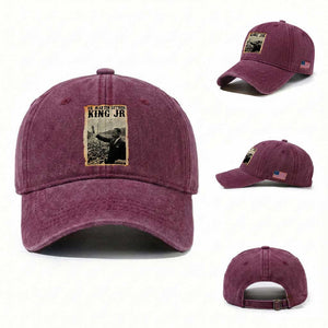 Martin Luther King Jr MLK Day Washed Cotton Baseball Cap TS14 Washed Cap Universal Fit Burgundy Print Your Wear