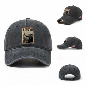 Martin Luther King Jr MLK Day Washed Cotton Baseball Cap TS14 Washed Cap Universal Fit Dark Gray Print Your Wear
