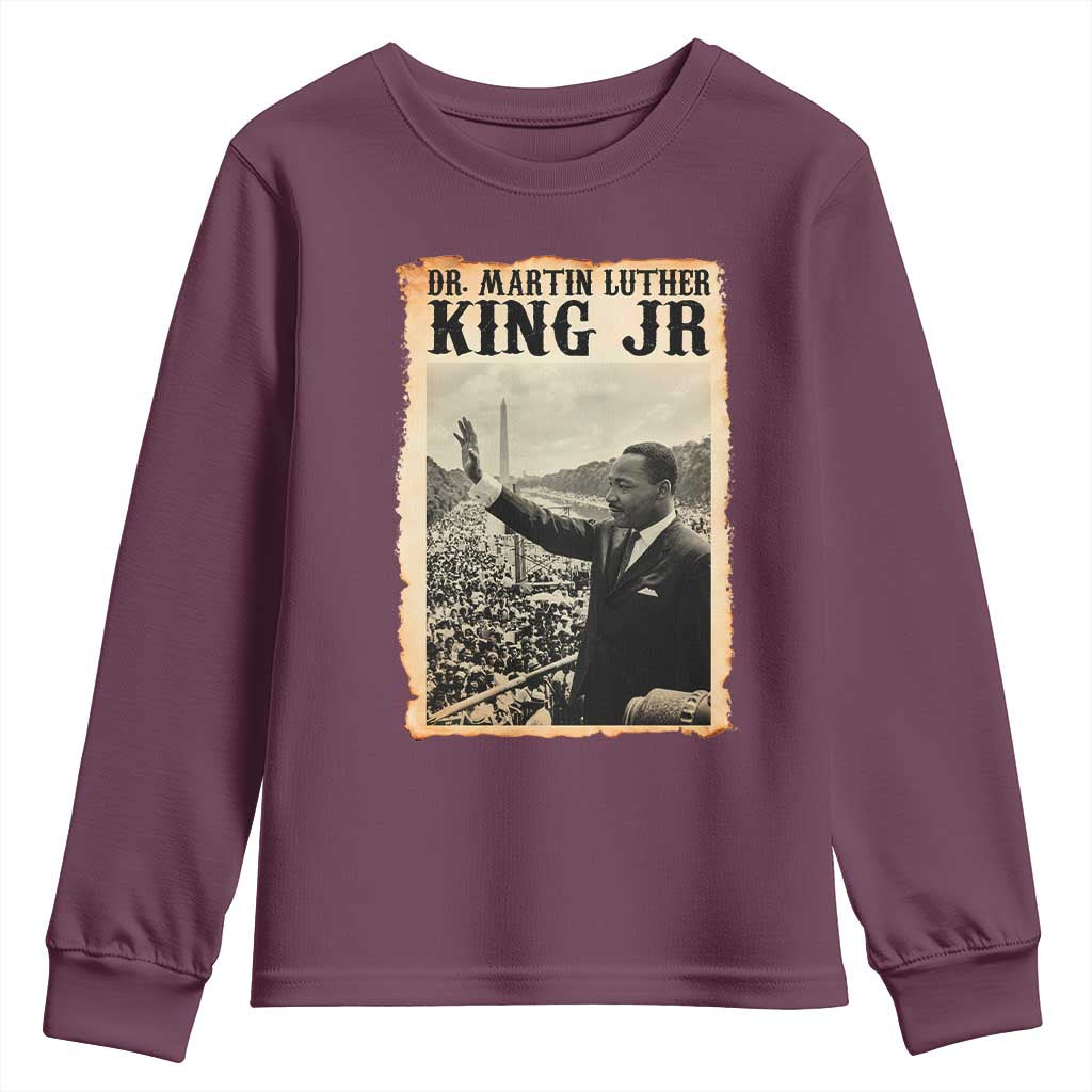 Martin Luther King Jr MLK Day Youth Sweatshirt TS14 Maroon Print Your Wear