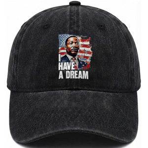 Martin Luther King Jr Washed Cotton Baseball Cap I Have A Dream TS14 Washed Cap Universal Fit Black Print Your Wear