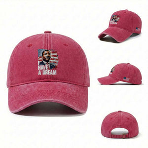 Martin Luther King Jr Washed Cotton Baseball Cap I Have A Dream TS14 Washed Cap Universal Fit Red Print Your Wear