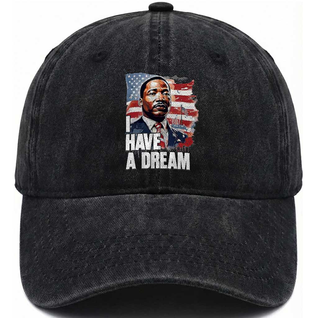 Martin Luther King Jr Washed Cotton Baseball Cap I Have A Dream TS14 Washed Cap Universal Fit Black Print Your Wear