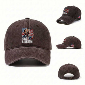 Martin Luther King Jr Washed Cotton Baseball Cap I Have A Dream TS14 Washed Cap Universal Fit Dark Brown Print Your Wear