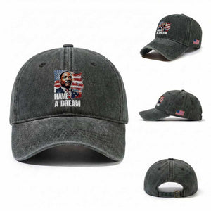 Martin Luther King Jr Washed Cotton Baseball Cap I Have A Dream TS14 Washed Cap Universal Fit Dark Green Print Your Wear
