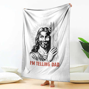 Funny Jesus Christian Meme Throw Blanket I Am Telling Dad TS14 Print Your Wear