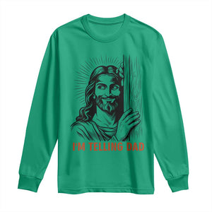 Funny Jesus Christian Meme Long Sleeve Shirt I Am Telling Dad TS14 Irish Green Print Your Wear