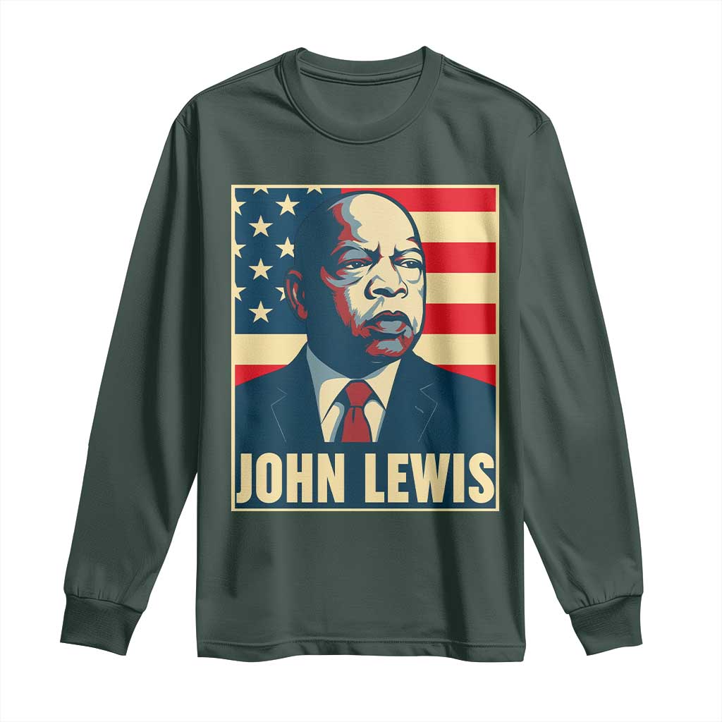 John Lewis Long Sleeve Shirt Black History Month TS14 Dark Forest Green Print Your Wear
