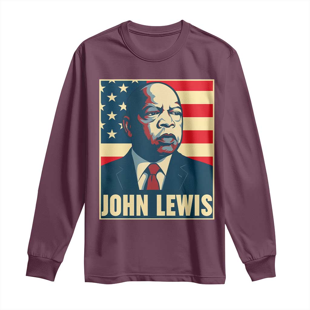 John Lewis Long Sleeve Shirt Black History Month TS14 Maroon Print Your Wear