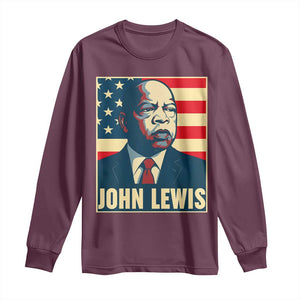 John Lewis Long Sleeve Shirt Black History Month TS14 Maroon Print Your Wear