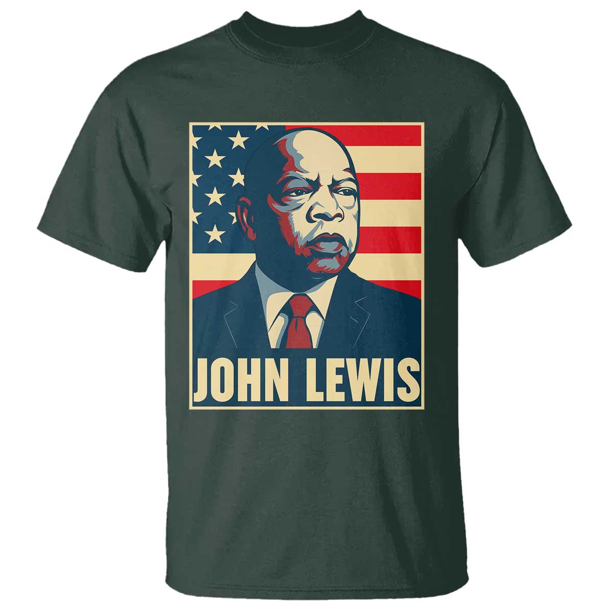 John Lewis T Shirt Black History Month TS14 Dark Forest Green Print Your Wear