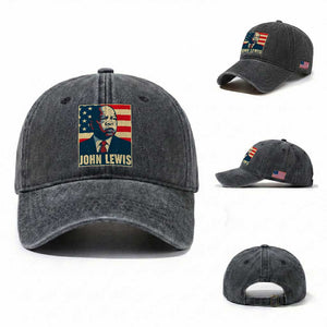 John Lewis Washed Cotton Baseball Cap Black History Month TS14 Washed Cap Universal Fit Dark Gray Print Your Wear