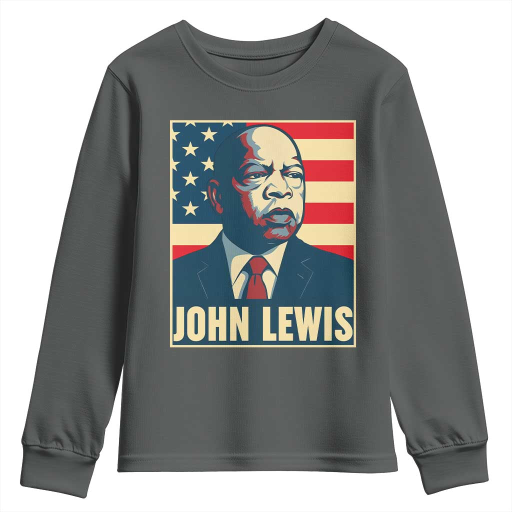 John Lewis Youth Sweatshirt Black History Month TS14 Dark Heather Print Your Wear