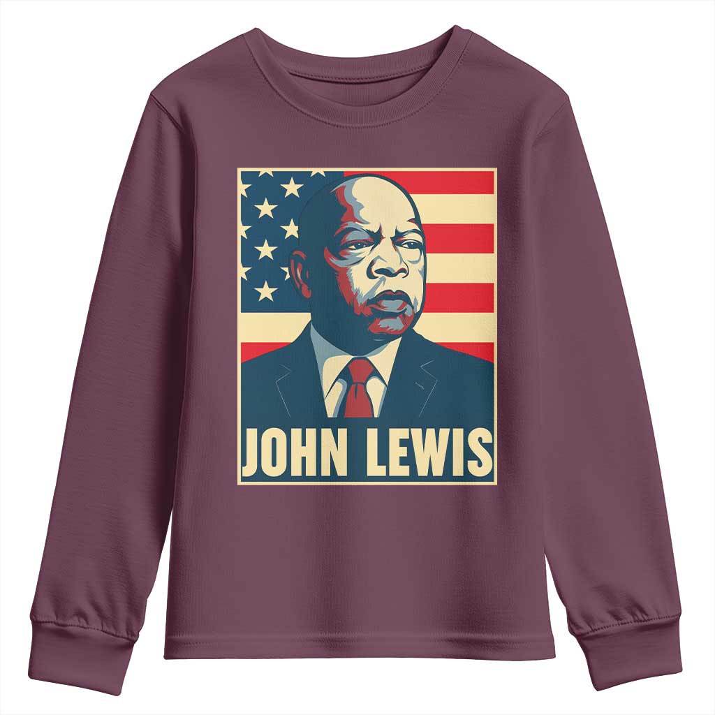 John Lewis Youth Sweatshirt Black History Month TS14 Maroon Print Your Wear