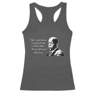 John Lewis Quote Racerback Tank Top Black History Good Trouble TS14 Dark Heather Print Your Wear