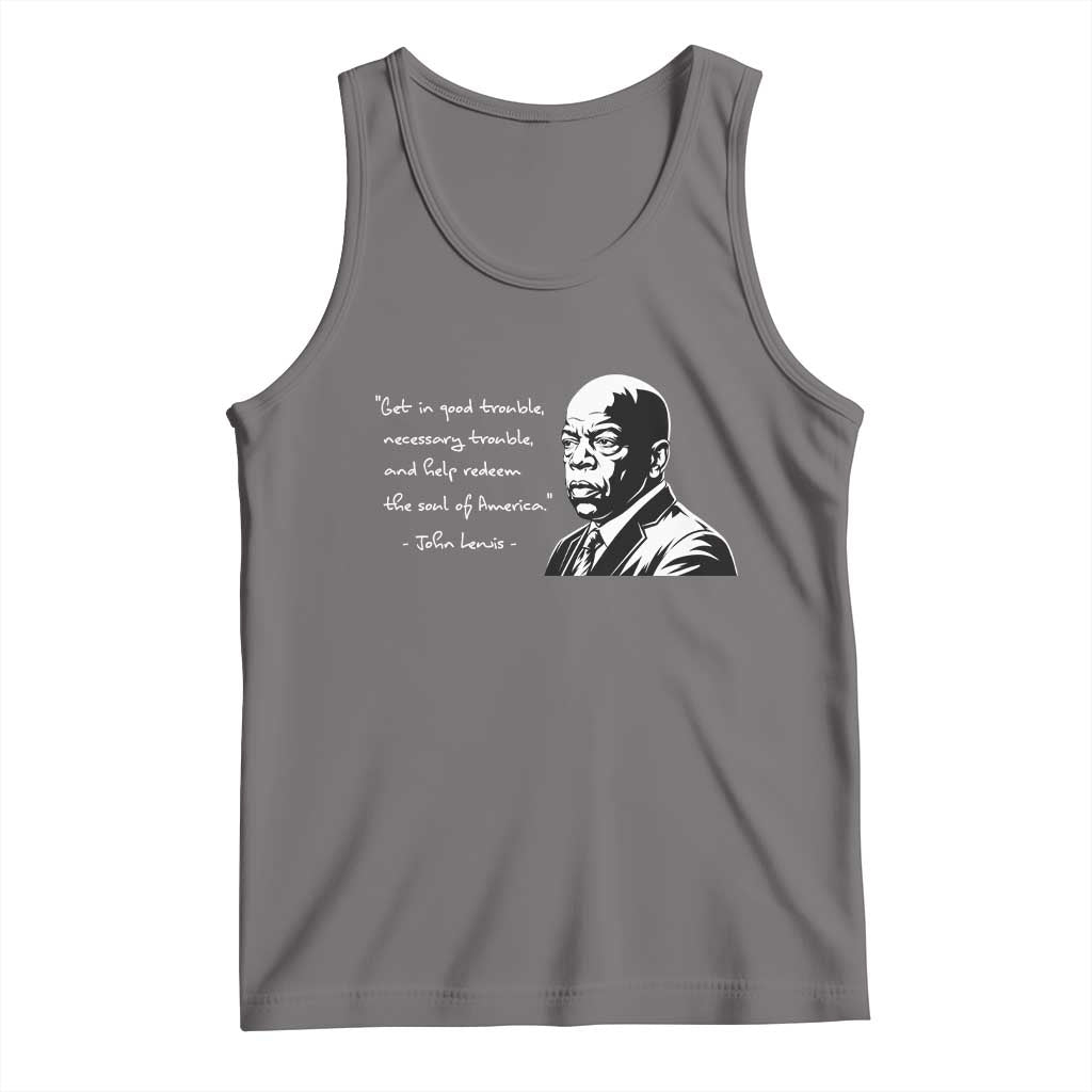 John Lewis Quote Tank Top Black History Good Trouble TS14 Deep Heather Print Your Wear