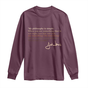 John Lewis Quote Long Sleeve Shirt Black History Month TS14 Maroon Print Your Wear