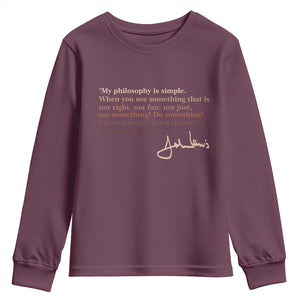 John Lewis Quote Youth Sweatshirt Black History Month TS14 Maroon Print Your Wear