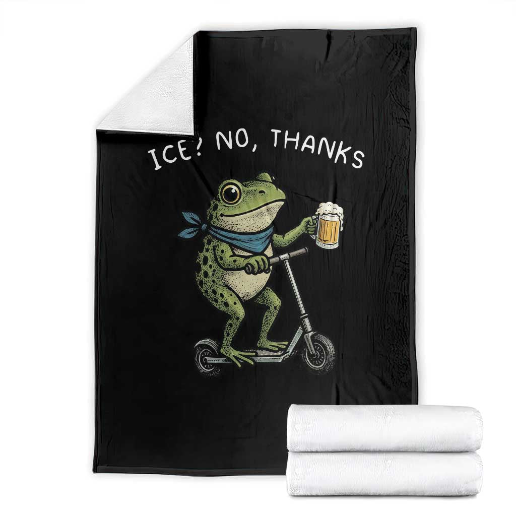 Funny Frog Anti ICE Political Protest Throw Blanket Ice? No Thanks TS14 Black Print Your Wear