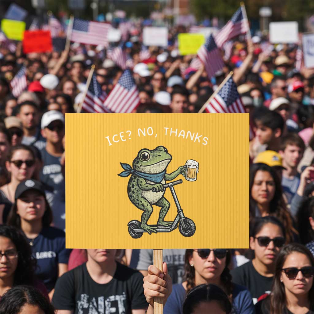 Funny Frog Anti ICE Political Protest Protest Sign Ice? No Thanks TS14 Horizontal 18