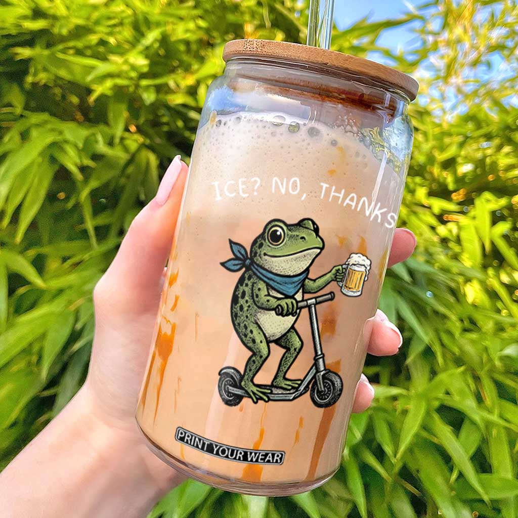 Funny Frog Anti ICE Political Protest Glass Can Ice? No Thanks TS14 Black Print Your Wear