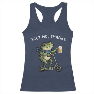 Funny Frog Anti ICE Political Protest Racerback Tank Top Ice? No Thanks TS14 Navy Print Your Wear