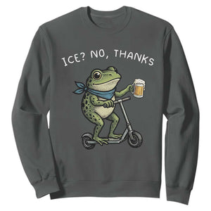 Funny Frog Anti ICE Political Protest Sweatshirt Ice? No Thanks TS14 Dark Heather Print Your Wear