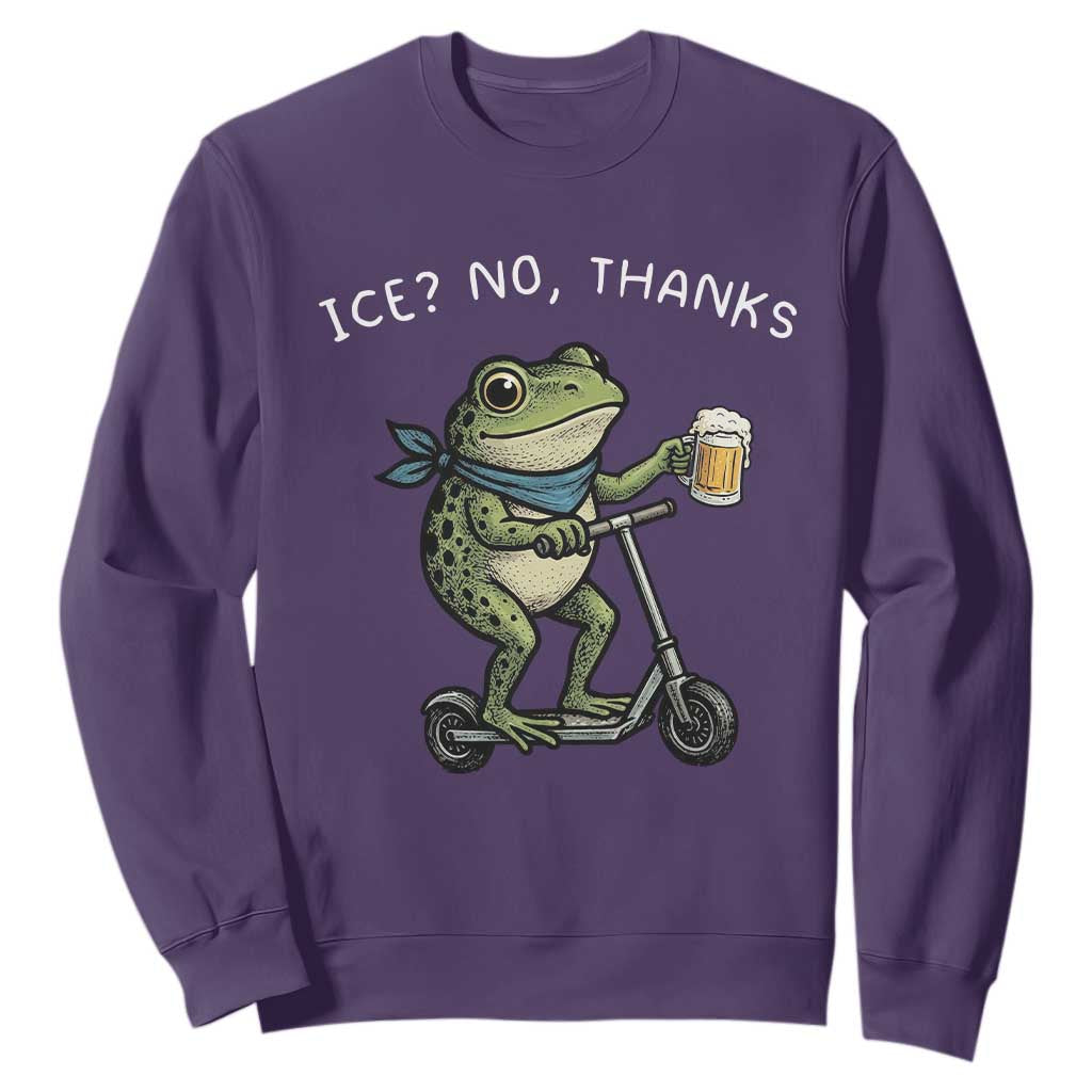 Funny Frog Anti ICE Political Protest Sweatshirt Ice? No Thanks TS14 Purple Print Your Wear