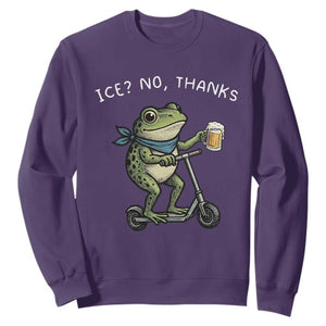 Funny Frog Anti ICE Political Protest Sweatshirt Ice? No Thanks TS14 Purple Print Your Wear