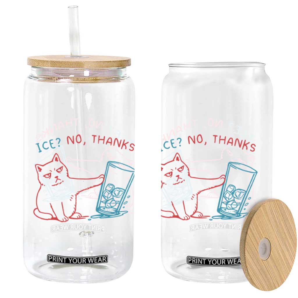 Funny Cat Anti ICE Political Protest Glass Can Ice? No Thanks TS14 Print Your Wear