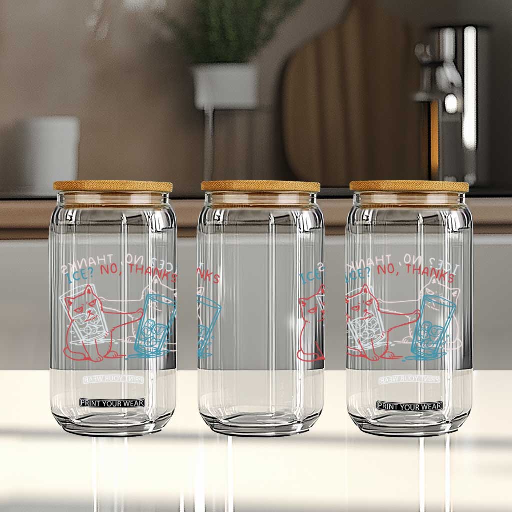 Funny Cat Anti ICE Political Protest Glass Can Ice? No Thanks TS14 Print Your Wear