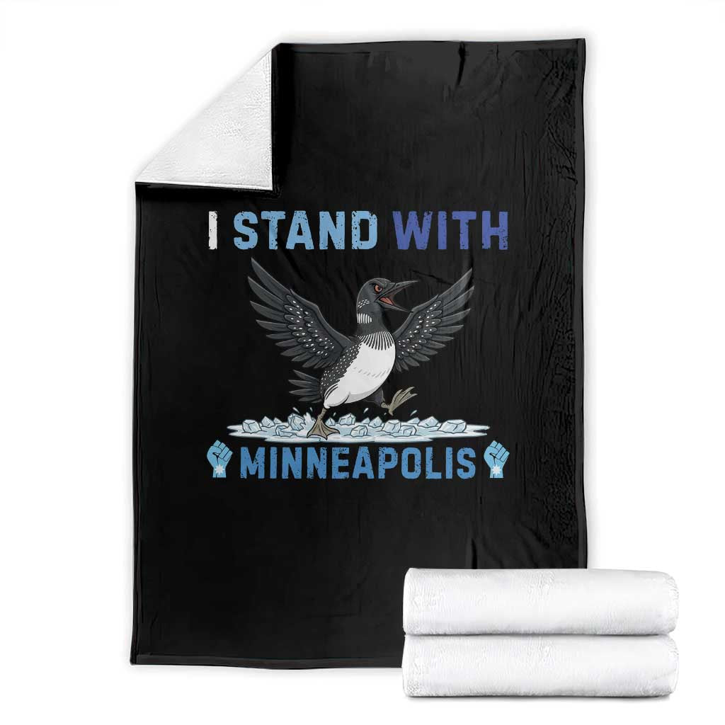 I Stand With Minneapolis Throw Blanket Loon Minnesota Resist Anti ICE Immigration Protest TS14 Black Print Your Wear