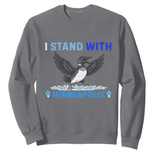 I Stand With Minneapolis Sweatshirt Loon Minnesota Resist Anti ICE Immigration Protest TS14 Charcoal Print Your Wear