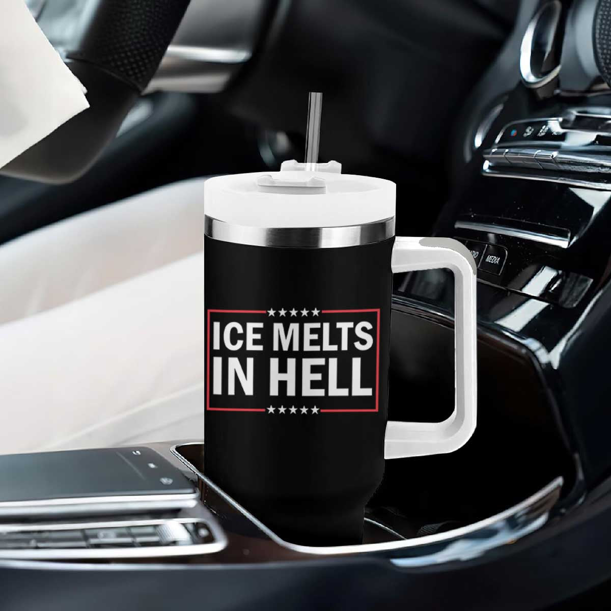 Ice Melts In Hell Tumbler With Handle Immigrant Rights Activist Statement Protest Quote TS14 Print Your Wear